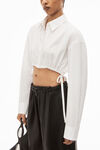 alexander wang 密织棉质短款系扣衬衫 white