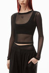 alexander wang long sleeve top in gauzy mesh black