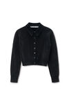 Alexander Wang washed black cardigan noir en maille chenille en coton mélangé