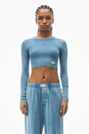 Alexander Wang washed blue cropped long-sleeve tee in ribbed cotton