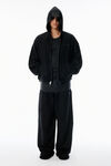 Alexander Wang black 黑色褶皱毛圈布连帽衫
