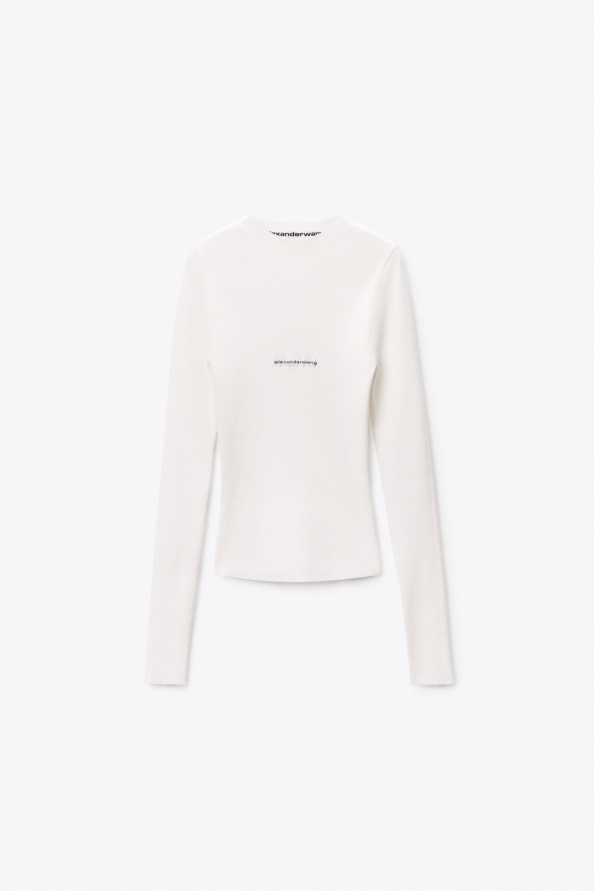 Knit Logo Long Sleeve Tee in WHITE | alexanderwang®