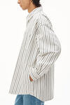 alexander wang shirt jacket in striped denim snow white/blue