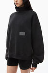 alexander wang high neck pullover in dense fleece acid black