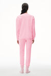 alexander wang unisex long sleeve in cotton waffle thermal  light pink