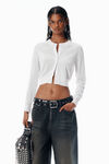 Alexander Wang soft white cropped cardigan in clear bead hotfix