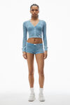 Alexander Wang washed blue cardigan in waffle-knit cotton stretch