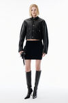 Alexander Wang black ロゴパッチ ブラック ウールブレンド ミニスカート