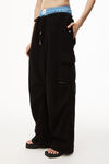alexander wang parachute pant in washed black denim washed black