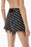 alexander wang bite logo short in grey aged denim grey aged/white