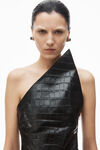 Alexander Wang black robe mi-longue en cuir croco gaufré à ourlet en pointe