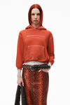 alexander wang glitter logo hoodie in classic terry fiery red combo