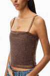 alexander wang clear hotfix camisole in light mesh chocolate