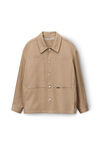 alexander wang camicia oversize in twill di cotone con taschino khaki