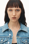 Alexander Wang vintage light indigo cropped denim trucker jacket in clear hotfix