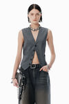 Alexander Wang dark grey melange graue weste aus wollmischgewebe mit kettenglieder-detail