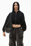 Alexander Wang faded black 棉质短款拉链连帽衫