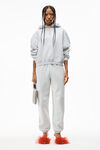 alexander wang puff logo hoodie in structured terry light heather grey