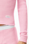 Alexander Wang light pink long-sleeve tee in ribbed cotton jersey
