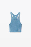 Alexander Wang washed blue débardeur court à dos nageur en coton côtelé