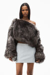 alexander wang mini skirt in classic terry ith logo waistband light heather grey
