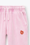 alexander wang kids puff logo sweatpant in velour washed candy pink