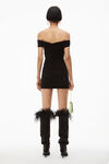 alexander wang off-shoulder mini dress in faux suede black