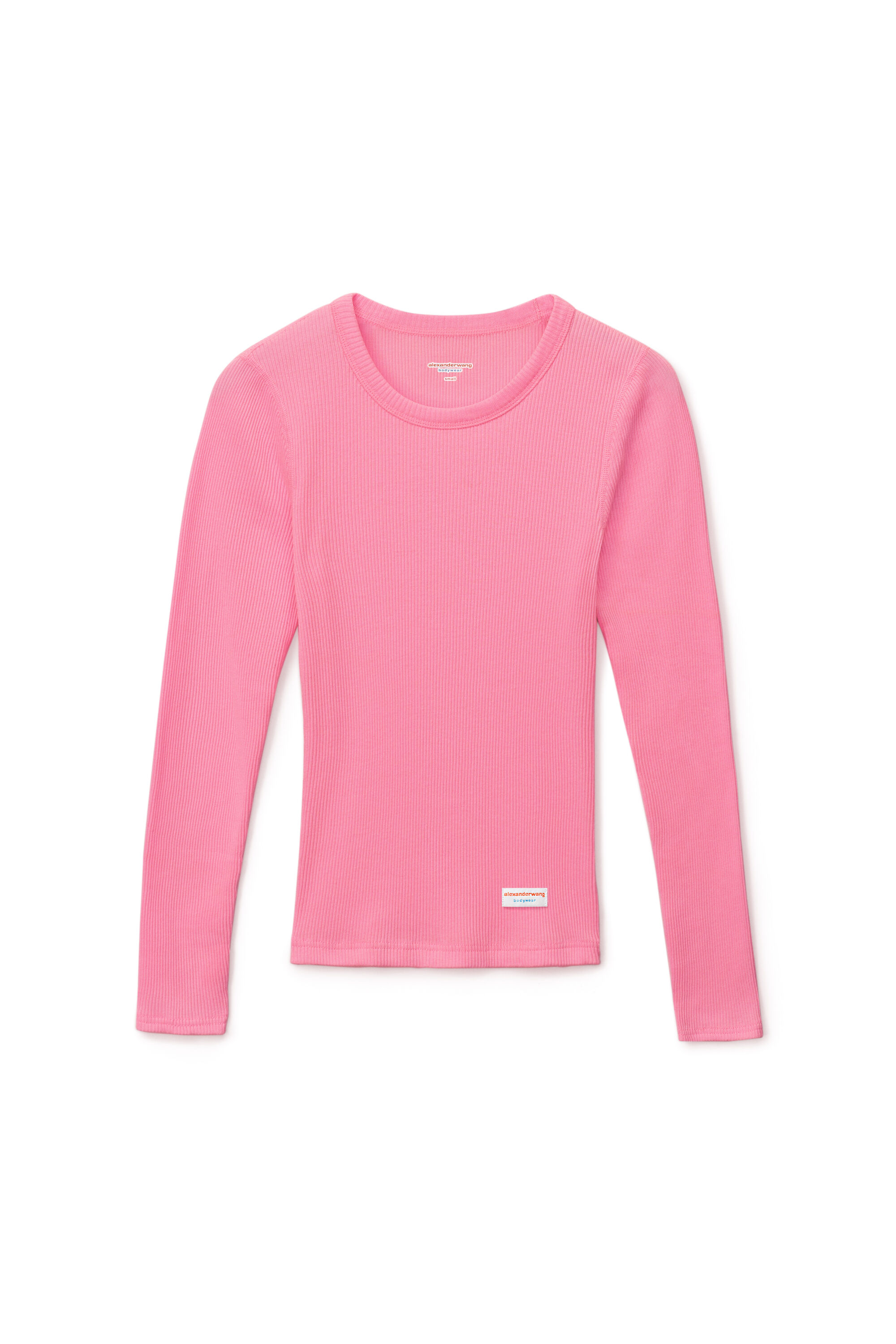 Pink Long-Sleeve scoop neck Tee in LOTUS PINK | alexanderwang®