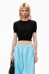 Alexander Wang black logo-embossed tee in superfine merino wool