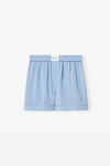 alexander wang pajama boxer shorts in silk paisley jacquard blue bells