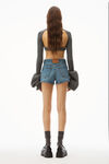 alexander wang shorty high-rise short in denim  vintage medium indigo