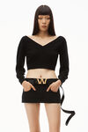 CROP TOP IN ILLUSION TULLE WOOL CASHMERE