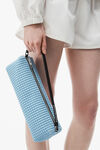 Alexander Wang chambray blue heiress flex bag in neoprene with 3d spikes
