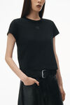 alexander wang puff logo shrunken tee in cotton jersey   black