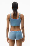 Alexander Wang washed blue cropped camisole in waffle-knit cotton stretch
