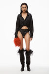 alexander wang draped button up shirt in silk charmeuse black