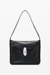 alexander wang dome medium hobo bag in crackle patent leather black