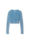 Alexander Wang washed blue cropped long-sleeve tee in ribbed cotton