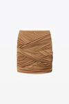 alexander wang ruched mini skirt in hosiery jersey campfire