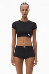 Alexander Wang black crystal hotfix short-sleeve cropped tee