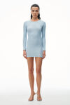 LONG SLEEVE CREWNECK DRESS IN RIBBED COTTON
