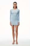 alexander wang 罗纹棉长袖圆领连衣裙 blue pearl