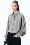Alexander Wang dark heather grey button up cropped shirt