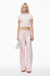 Alexander Wang ballerina pink kurzärmeliges oberteil mit stehkragen und logo