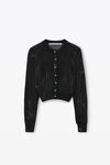Alexander Wang black cropped cardigan in clear bead hotfix