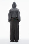 Alexander Wang washed caviar cropped zip-up hoodie with crystal hotfix drawcord