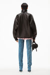 alexander wang track jacket in luxe smooth leather black