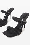 Alexander Wang washed black julie 105 毫米牛仔布水晶烫钻装饰管状凉鞋