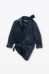 Alexander Wang smog navy plaid navy plaid asymmetric button up shirt
