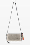 Alexander Wang black crackle grey black crackle leather ricco slim flap bag